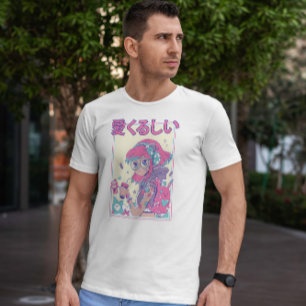 Camiseta Chica De Anime Cuto Con Gafas