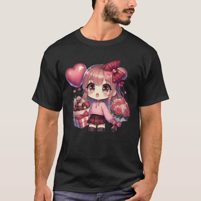 Camiseta Chica de anime de El día de San Valentín lindo (Anverso)