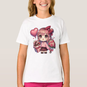 Camiseta Chica de anime de El día de San Valentín lindo