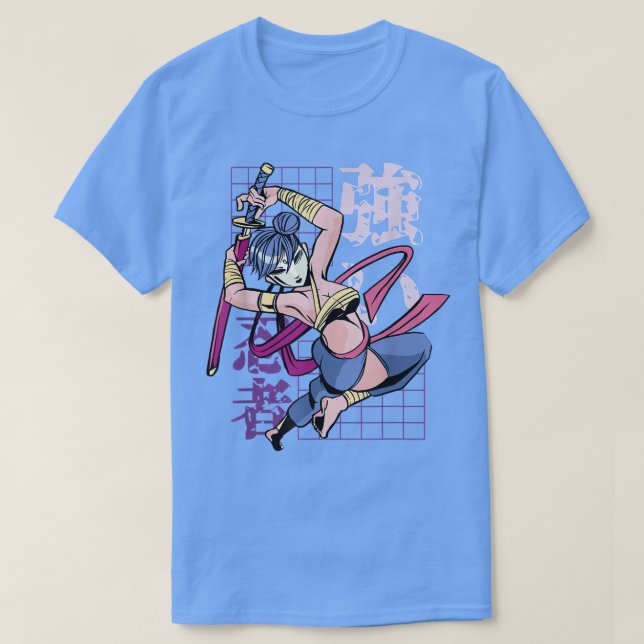 Camiseta Chica de anime de Japón Samurai guerrero luchador (Diseño del anverso)