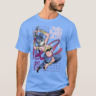 Camiseta Chica de anime de Japón Samurai guerrero luchador