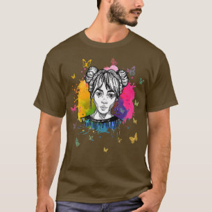 Camiseta Chica de anime de mano con mariposas (2)