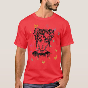 Camiseta Chica de anime de mano cortada con mariposas premi