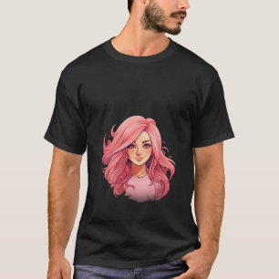 Camiseta chica de anime de pelo rosa Idea Inspiración creat