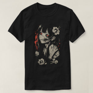 Camiseta Chica de Anime de Terror Monótona Arte Gótico