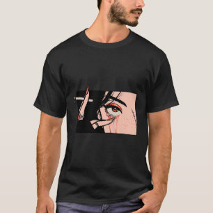Camiseta Chica de ánime fumador mira estética de arte de Ka