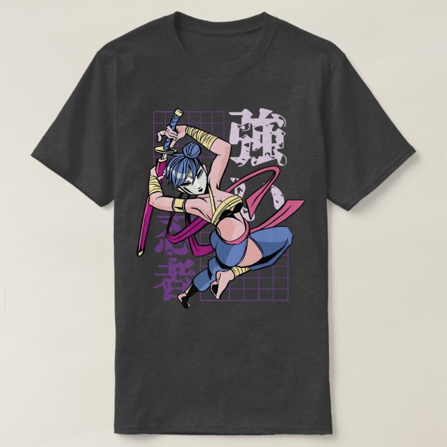 Camiseta Chica de anime japonés Samurai luchador guerrero ( (Diseño del anverso)