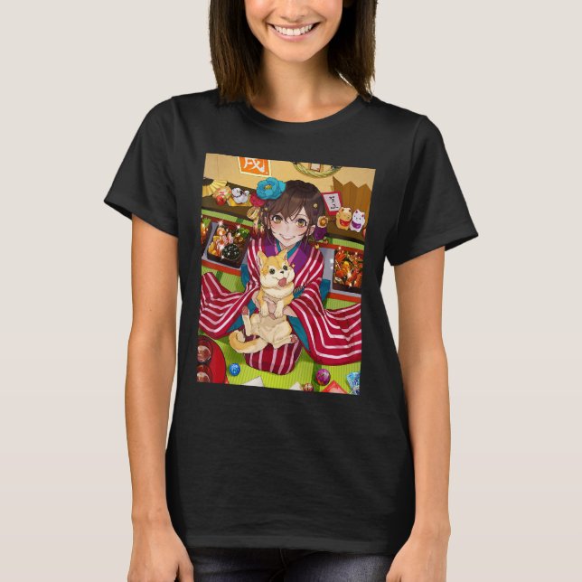 Camiseta Chica de anime Kawaii Waifu estético japonés Otaku (Anverso)