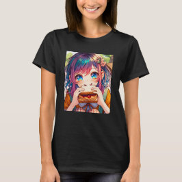 Camiseta Chica de anime lindo comiendo una mantequilla de m