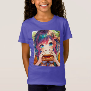 Camiseta Chica de anime lindo comiendo una mantequilla de m