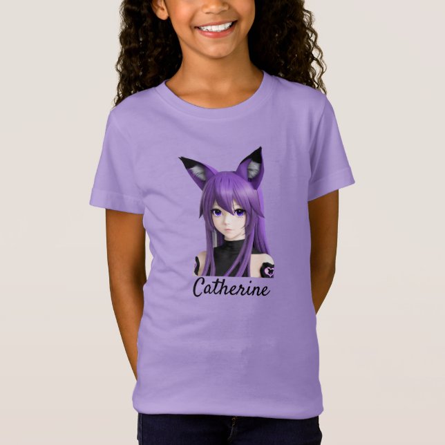Camiseta Chica de anime lindo con orejas de Fox personaliza (Anverso)