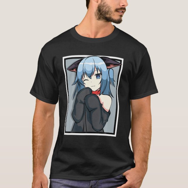 Camiseta Chica de anime lindo - Diseño de gato - Manga (Anverso)