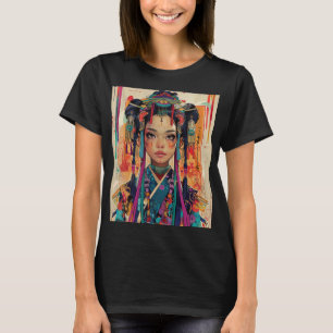Camiseta Chica de anime lindo en un kimono.
