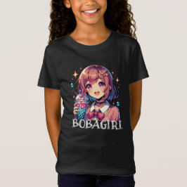 Camiseta Chica de anime lindo sosteniendo té de burbuja