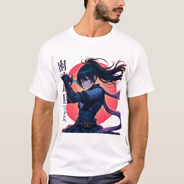 Camiseta Chica de Anime Ninja con Katana - Épica guerrera d (Anverso)