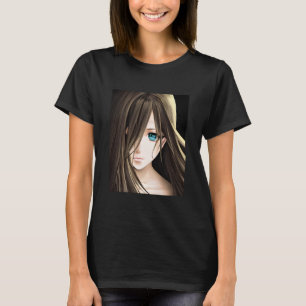 Camiseta Chica de Anime Oído Azul Marrón