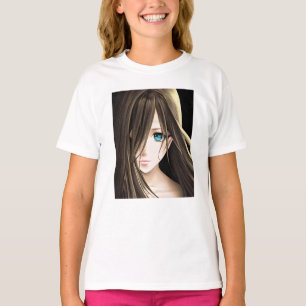 Camiseta Chica de Anime Oído Azul Marrón