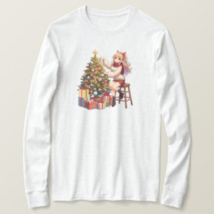 Camiseta Chica de anime suave recortando el árbol