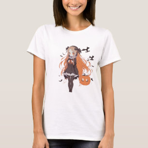 Camiseta Chica de anime vintage de Halloween con murciélago