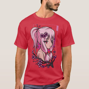 Camiseta Chica de anime Waifu Cherry Blossom Sakura en japo