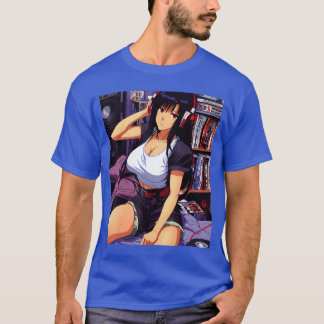 Camiseta Chica de anime Waifu retro de los 90 Música lofi r
