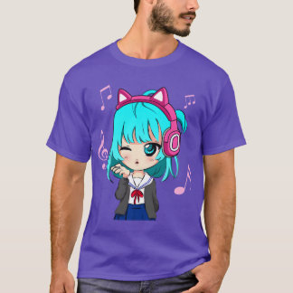 Camiseta Chica de anime y música foreen gráfico chibi Anime