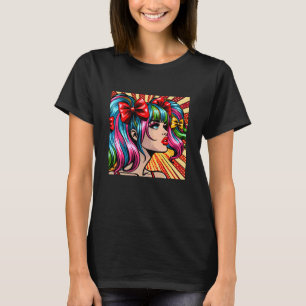 Camiseta Chica de arte pop art cómico colorido Ai