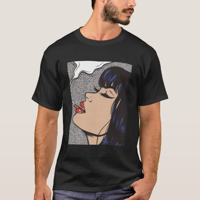 Camiseta Chica de arte pop humeante (Anverso)