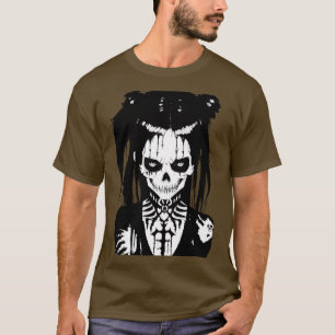 Camiseta Chica de aspecto siniestro y arte blanco
