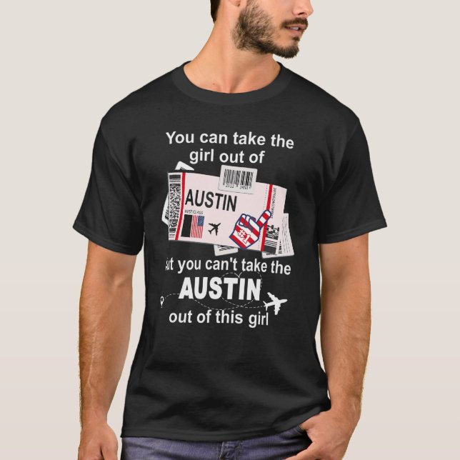 Camiseta Chica De Austin Boarding Pass Flight Ticket Aus (Anverso)