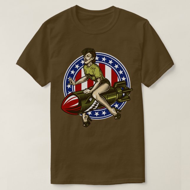 Camiseta Chica de avistamiento de aviación antiguo en bomba (Diseño del anverso)