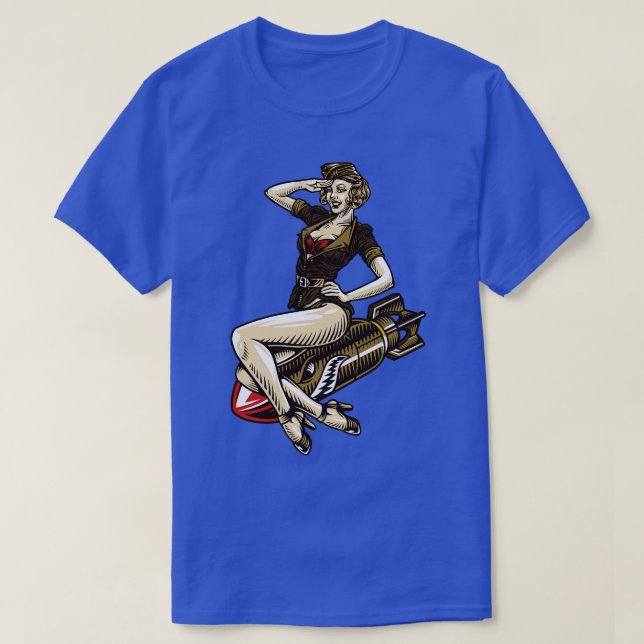 Camiseta Chica de avistamiento de aviación antiguo en bomba (Diseño del anverso)