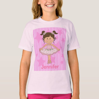 Camiseta Chica de ballet rosado sobre estrellas y rayas