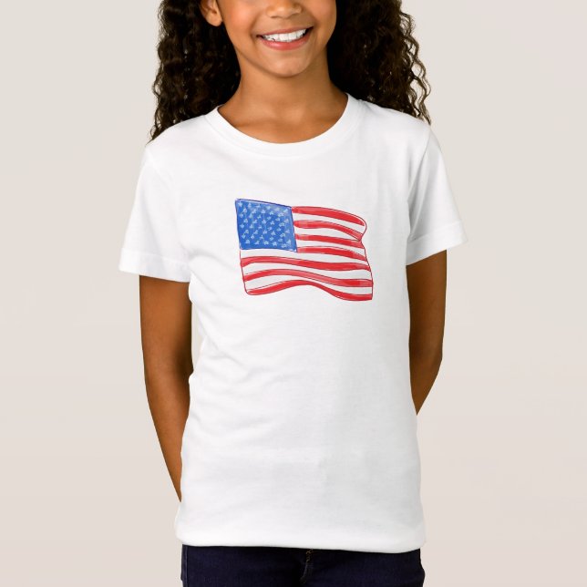 Camiseta Chica de Bandera Americana (Anverso)