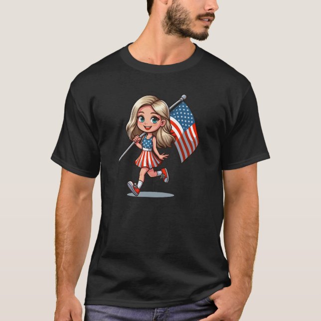 Camiseta Chica de Bandera de Estados Unidos (Anverso)
