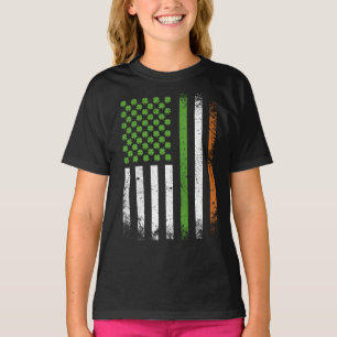 Camiseta Chica de bandera irlandesa de bandera estadouniden