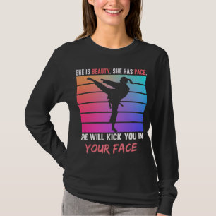 Camiseta Chica de Beauty Karate te patea Taekwondo Jiu Jits