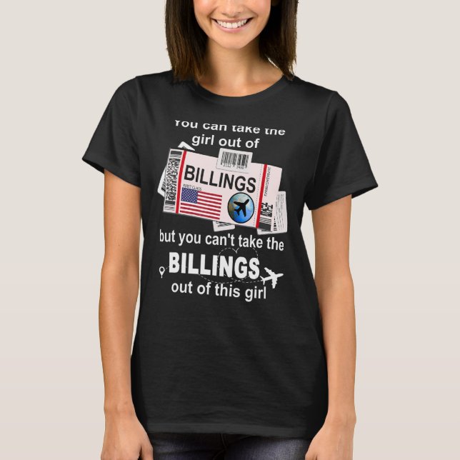 Camiseta Chica de Billings Boarding Pass Flight Ticket Bi (Anverso)