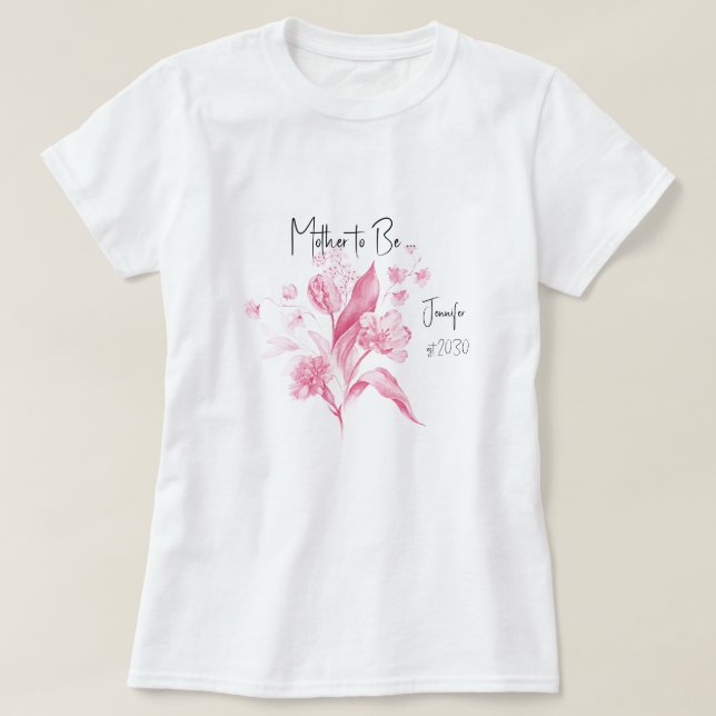 Camiseta Chica de Bouquet Rosa Madre a Ser Baby Shower (Diseño del anverso)