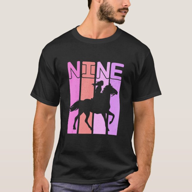 Camiseta Chica de Caballo Cumpleaños 9 Cabalgata 9 Años de  (Anverso)