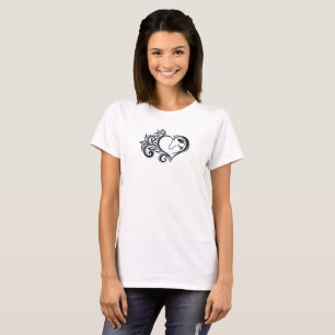 Camiseta Chica de Caballo de Corto Corazón Feminine Elegine