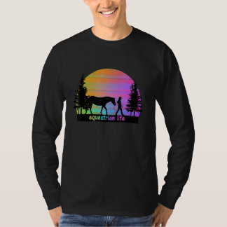 Camiseta Chica de caballos ecuestres coloridos y soleados S