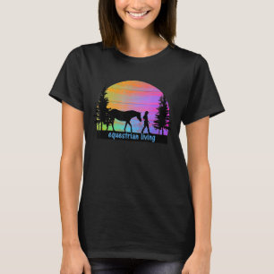 Camiseta Chica de caballos ecuestres coloridos y soleados S