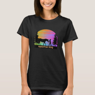 Camiseta Chica de caballos ecuestres coloridos y soleados S