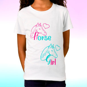 Camiseta Chica de caballos en rosa y turquesa