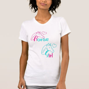Camiseta Chica de caballos en rosa y turquesa