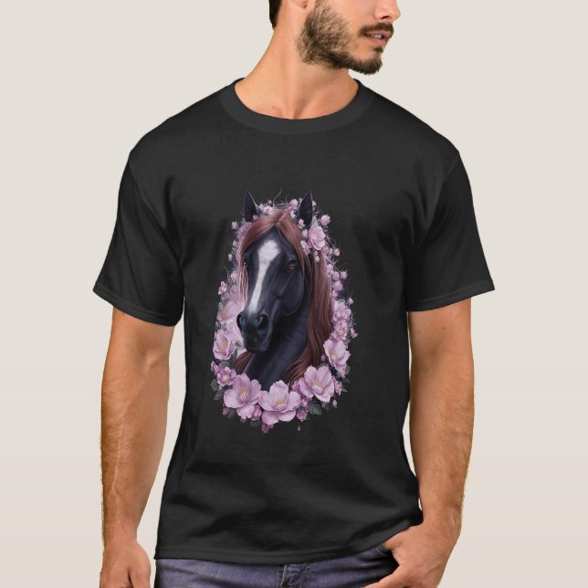 Camiseta Chica de Caballos Florales Caballos de Caballo de  (Anverso)