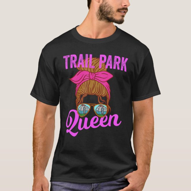 Camiseta Chica de Camper RV Redneck Messy Bun Trailer Park  (Anverso)
