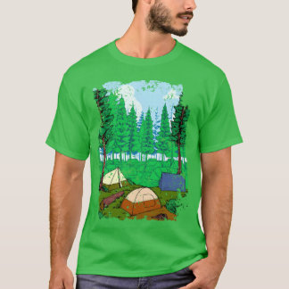 Camiseta Chica de camping en el bosque y camping