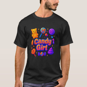Camiseta Chica de Caramelo Dulce Piruleta Algodón de Azúcar